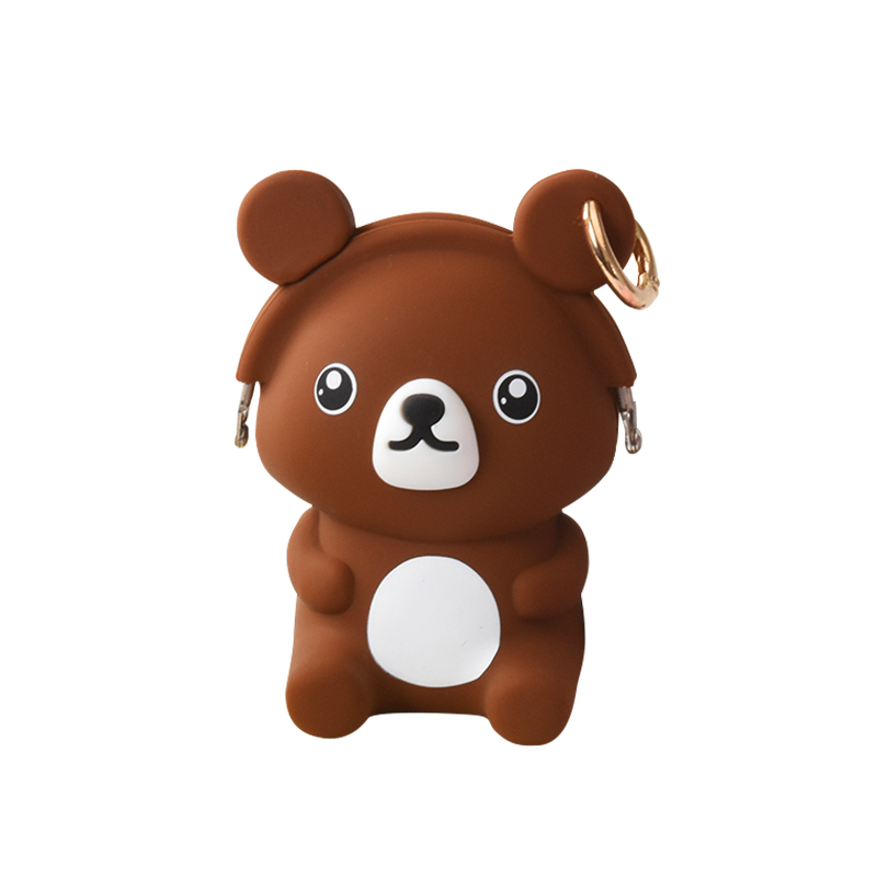 小熊拉鏈掛扣硅膠包，滴膠工藝硅膠錢包